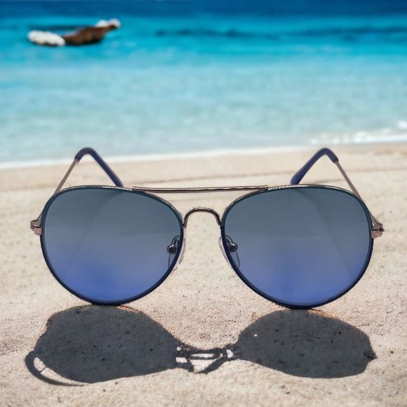 CREWCUTS Gold Aviators with Blue Variated Lenses - Picture 1 of 5